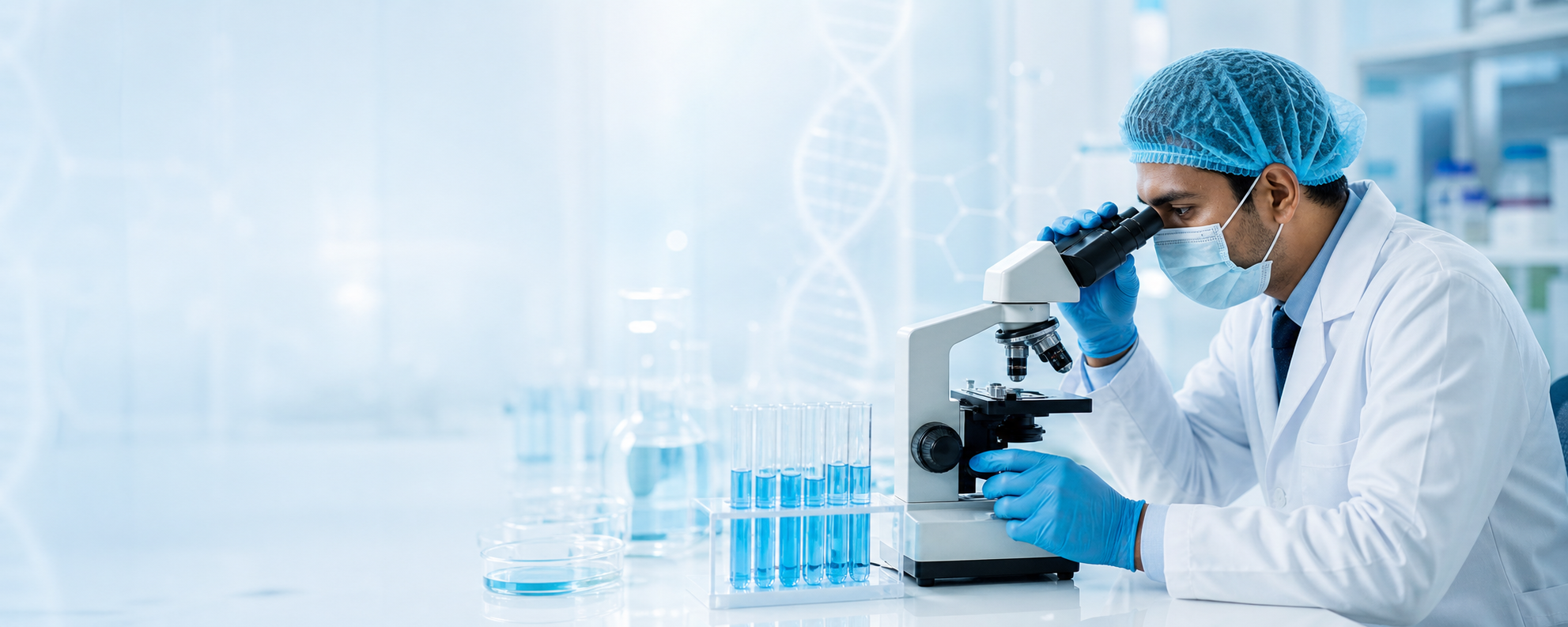 Pharmaceutical scientist conducting research in a modern laboratory